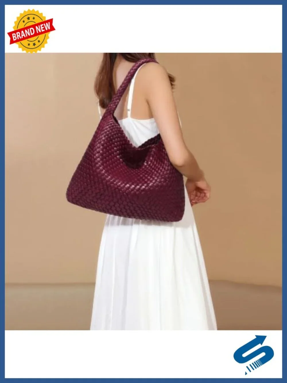 Woven Vegan Leather Tote Bag for Women Top-Handle Shoulder Handbag Magnetic
